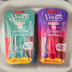 Gillette Venus Disposable Razors Womens Sensitive & Colors 4 Pack Lot Of 2